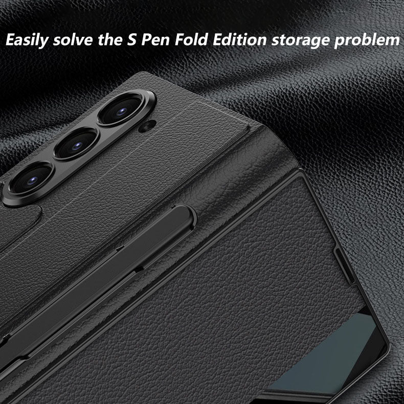 Premium Leather Shockproof Phone Case with Screen Protector & Pen Slot for Galaxy Z Fold 7