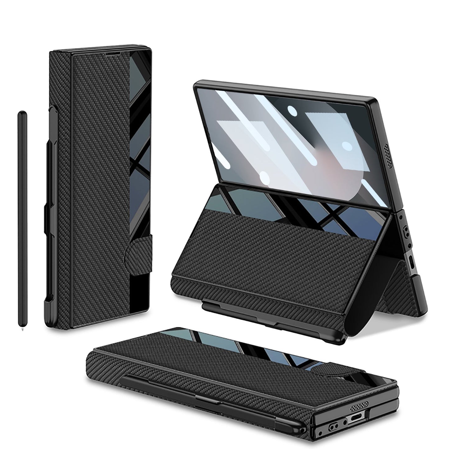 Premium Leather Shockproof Phone Case with Screen Protector & Pen Slot for Galaxy Z Fold 7