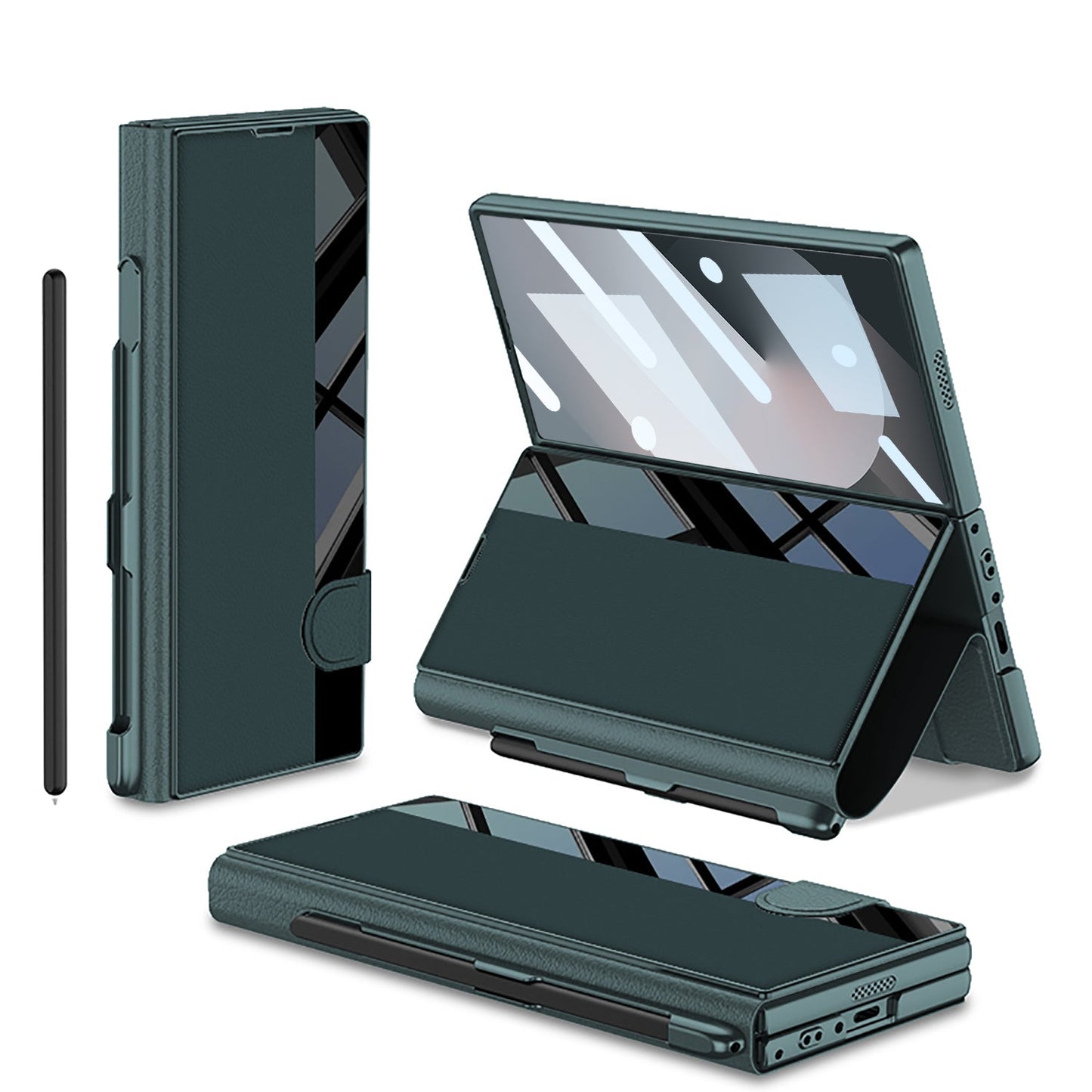 Premium Leather Shockproof Phone Case with Screen Protector & Pen Slot for Galaxy Z Fold 7