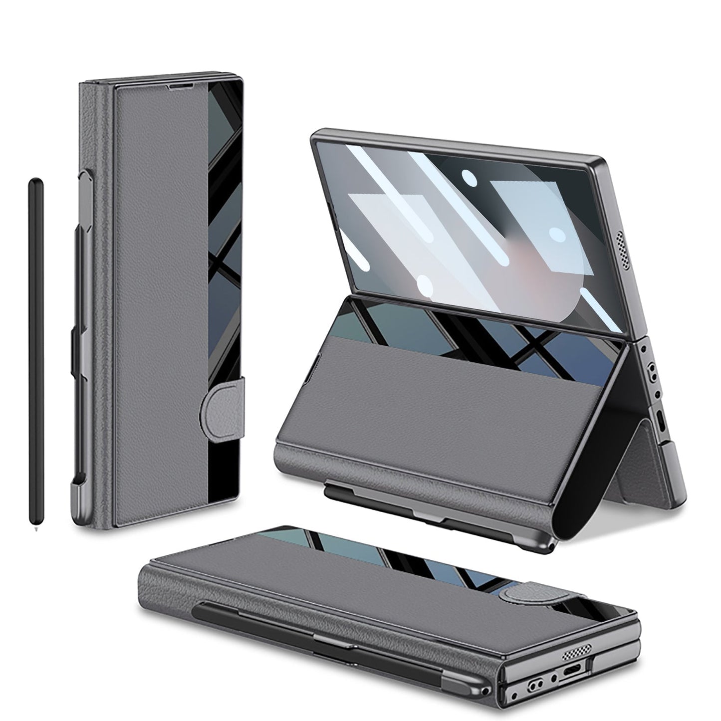Premium Leather Shockproof Phone Case with Screen Protector & Pen Slot for Galaxy Z Fold 7