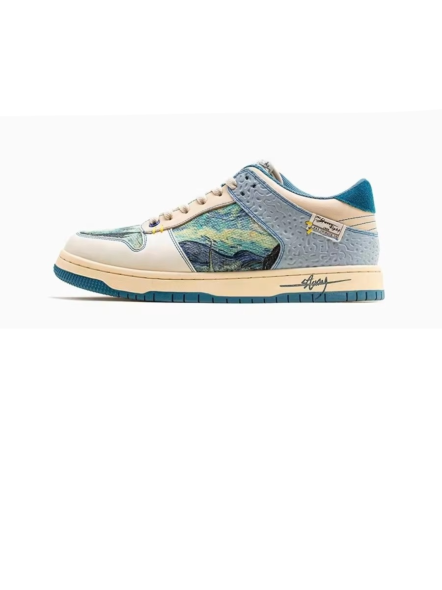 StarryWave™ Artistic Low-Top Sneaker – Hand-Painted Canvas Style