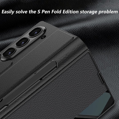 Premium Leather Shockproof Phone Case with Screen Protector & Pen Slot for Galaxy Z Fold 7