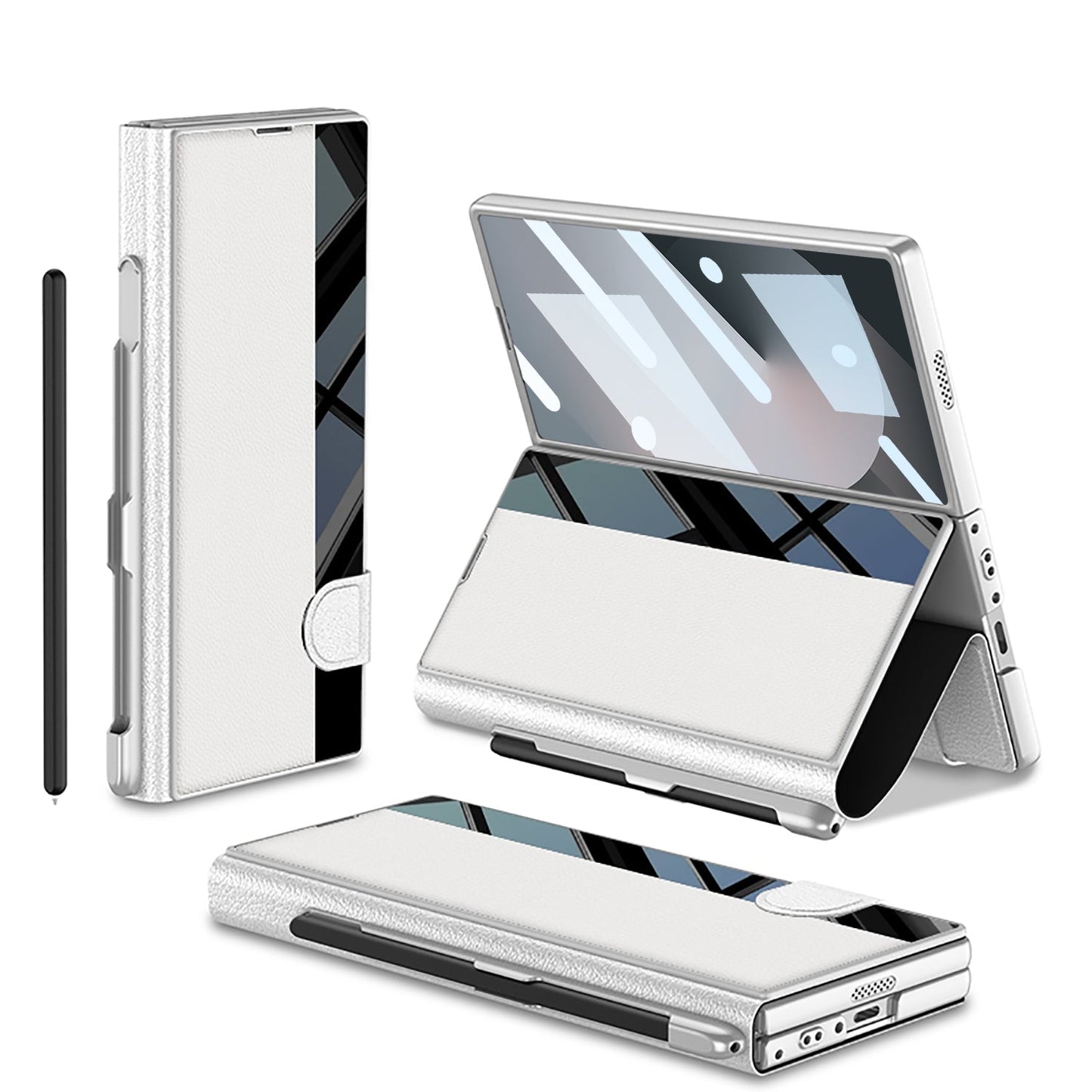 Premium Leather Shockproof Phone Case with Screen Protector & Pen Slot for Galaxy Z Fold 7