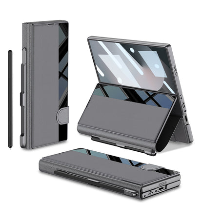 Premium Leather Shockproof Phone Case with Screen Protector & Pen Slot for Galaxy Z Fold 7