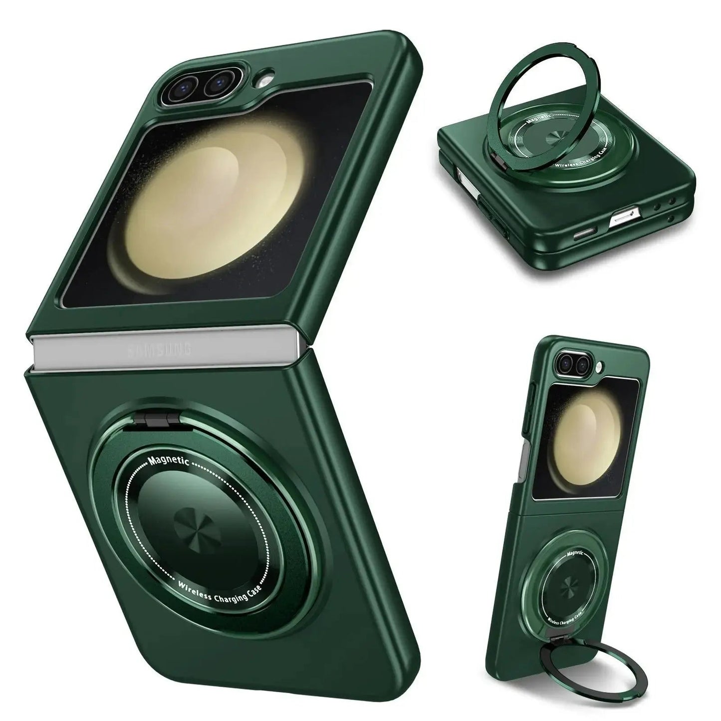 Revolutionary 360° Magnetic Rotating Ring Case for Galaxy Z Flip with Wireless Charging Capability