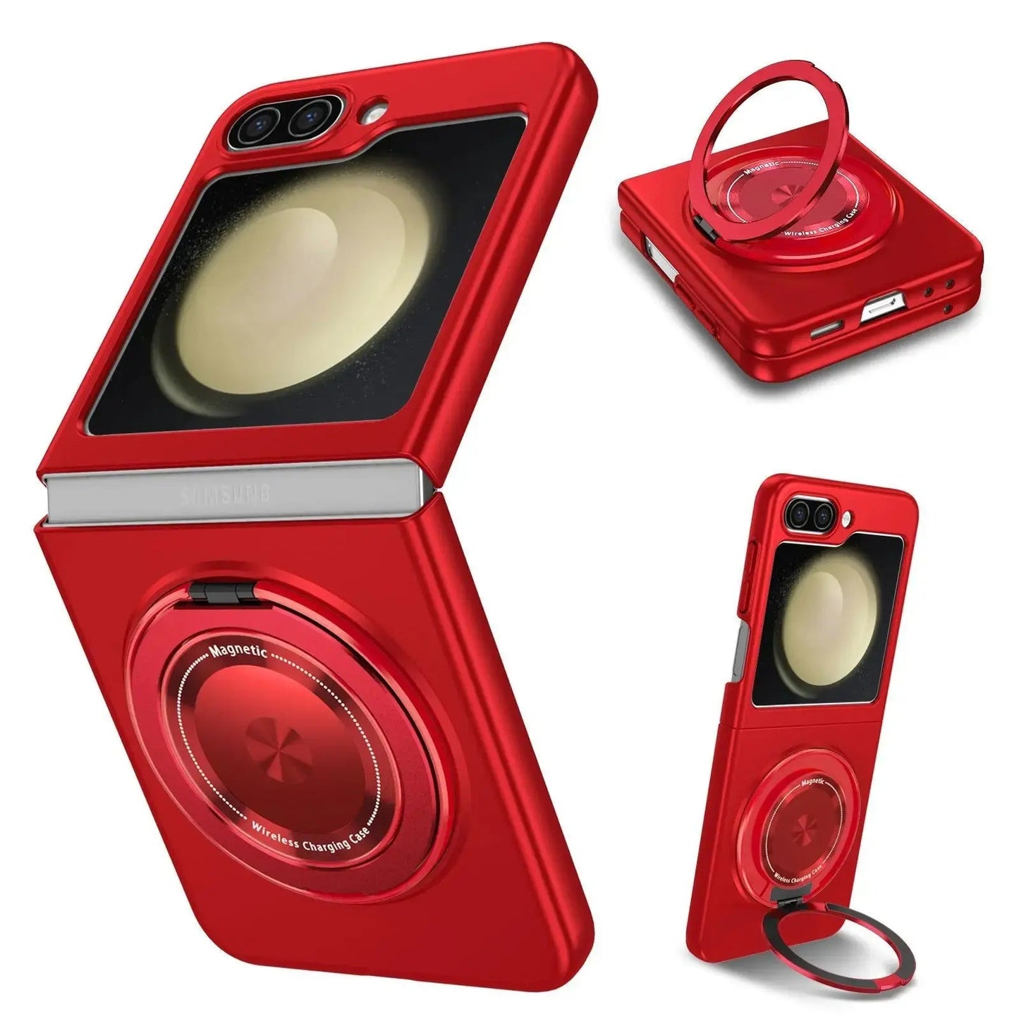 Revolutionary 360° Magnetic Rotating Ring Case for Galaxy Z Flip with Wireless Charging Capability