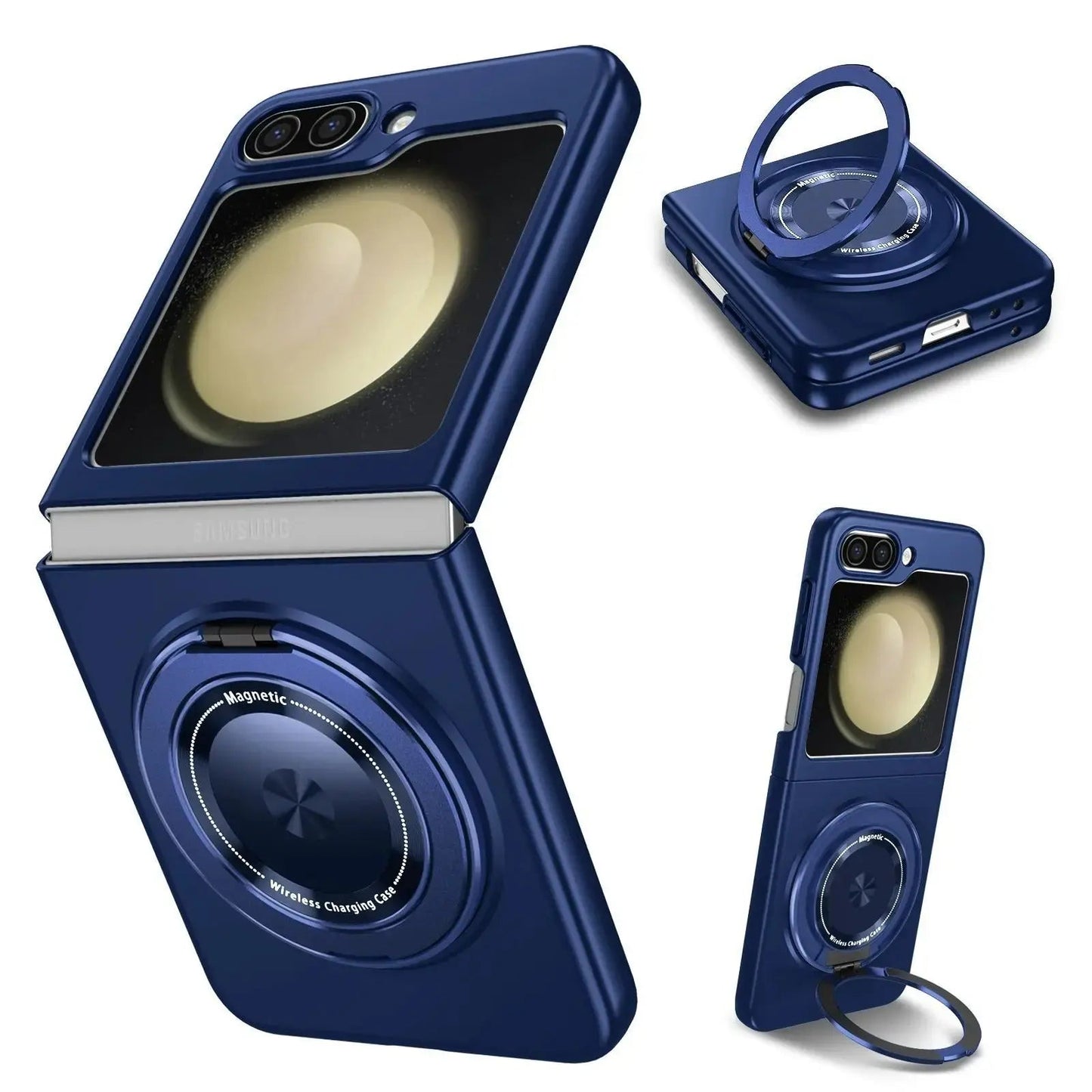 Revolutionary 360° Magnetic Rotating Ring Case for Galaxy Z Flip with Wireless Charging Capability