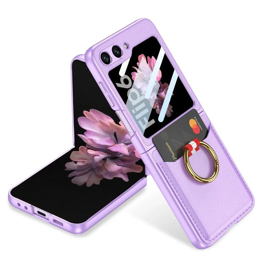 Stylish Leather Card Holder Case for Galaxy Z Flip