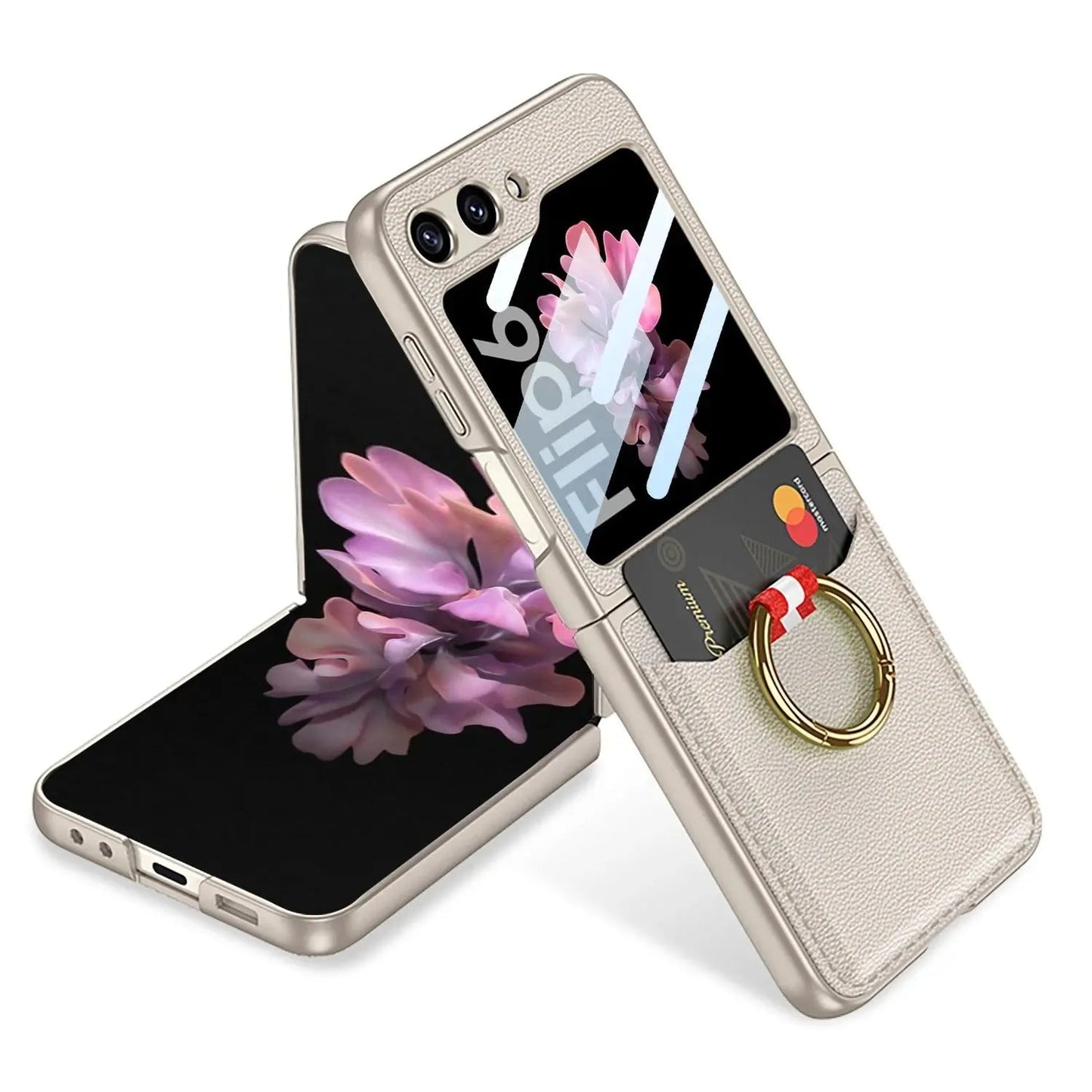 Stylish Leather Card Holder Case for Galaxy Z Flip