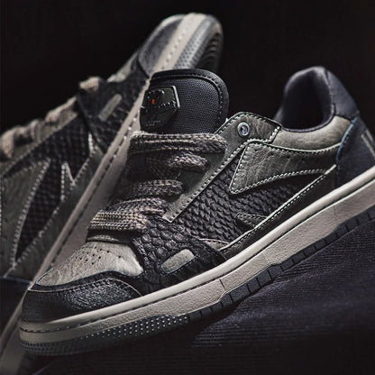 VIRIDIAN SNEAKER CO. – “Black Mamba” Textured Low-Top Retro Trainer