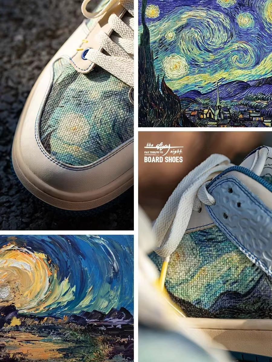 StarryWave™  Artistic Low-Top Sneaker – Hand-Painted Canvas Style