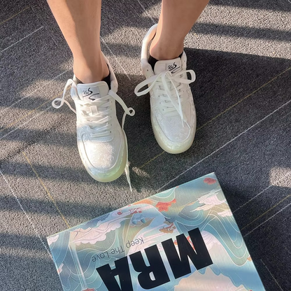 Arclenzo™ IvoryWeave Embroidered Low-Top – Lightweight Minimalist Casual Sneaker