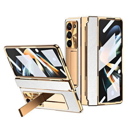 GoldEdge Leather Kickstand Case | Galaxy Z Fold 7 / 6 / 5 / 4