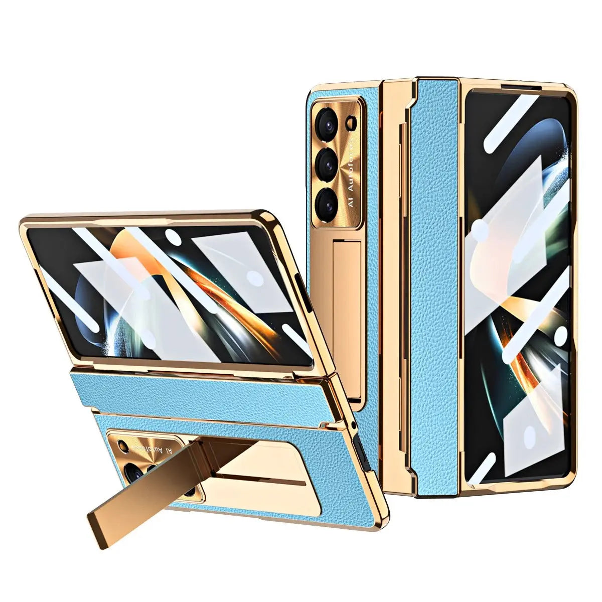 GoldEdge Leather Kickstand Case | Galaxy Z Fold 7 / 6 / 5 / 4