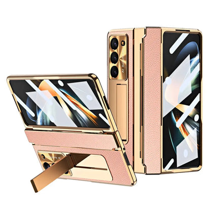 GoldEdge Leather Kickstand Case | Galaxy Z Fold 7 / 6 / 5 / 4