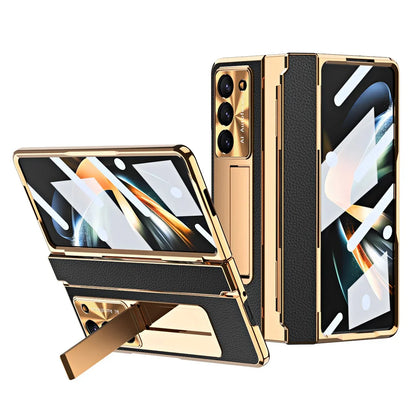 GoldEdge Leather Kickstand Case | Galaxy Z Fold 7 / 6 / 5 / 4