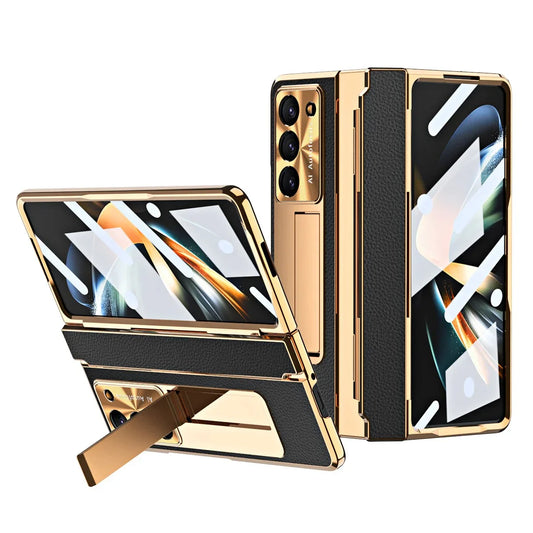 GoldEdge Leather Kickstand Case | Galaxy Z Fold 7 / 6 / 5 / 4