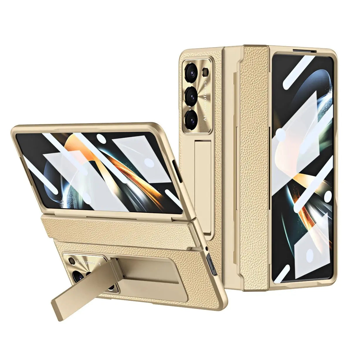GoldEdge Leather Kickstand Case | Galaxy Z Fold 7 / 6 / 5 / 4